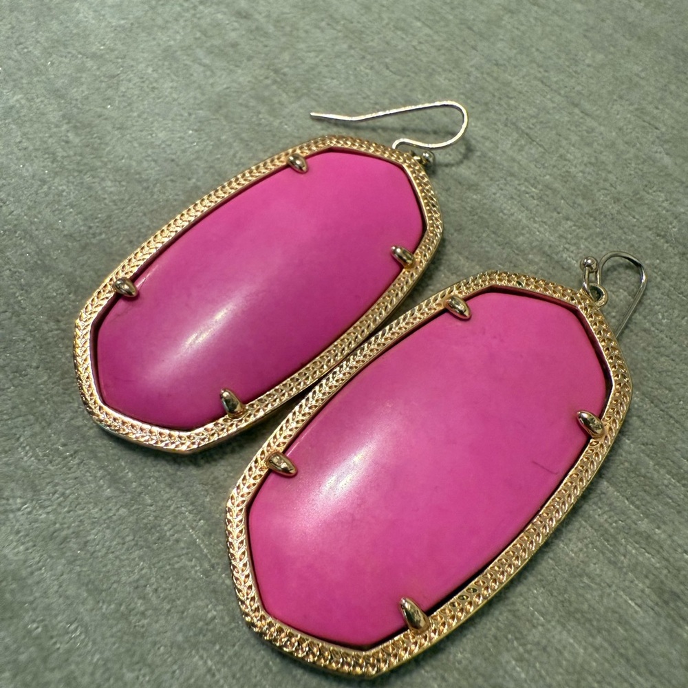 Gold-Trim Pink Drop Earrings